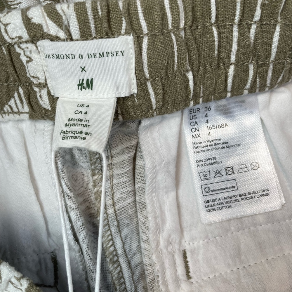 Nwt Desmond & Dempsey X H&M Linen Printed Shorts — image 5 of 6